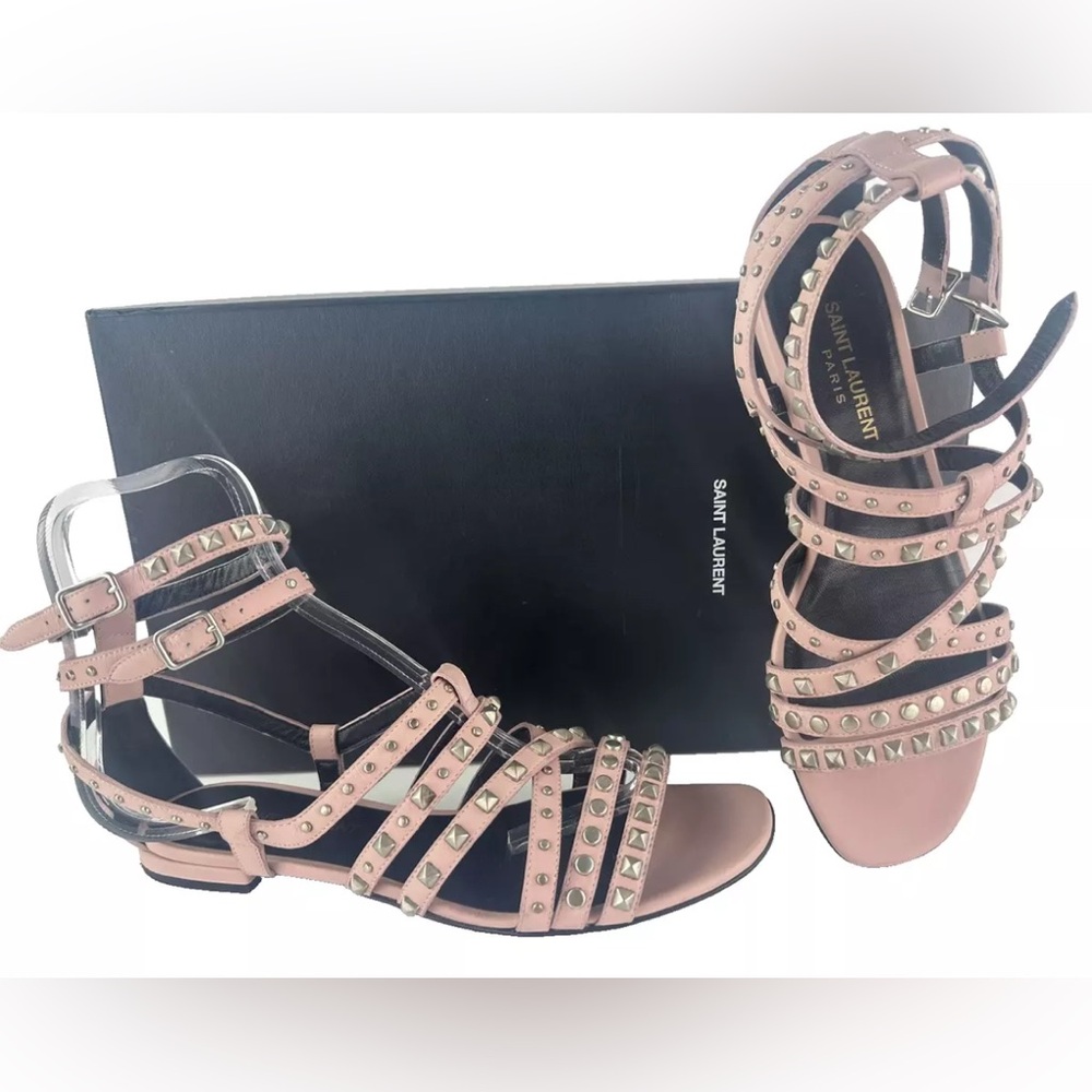 Saint Laurent Pink Studded Women's Sandals